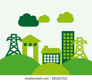 eco energy design over gray background, vector illustration