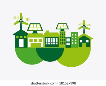 eco energy design over gray background, vector illustration