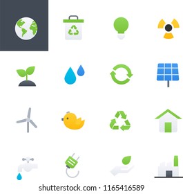 Eco Energy and Environment Colorful Icons Set, Vector Illustration Design