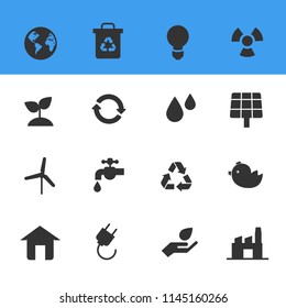 Eco Energy and Environment Icons Set Vector with White Background