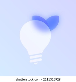 eco energy glass morphism trendy style icon. light bulb with leaves color vector icon with blur, transparent glass and purple gradient. for web and ui design, mobile apps and promo business polygraphy