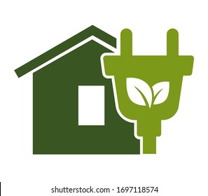 Eco energy, green home, eco-friendly power usage isolated icon vector. Modern technology saving planet, environment protection, resources reservation. Stop pollution, protect earth emblem or logo