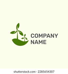 Eco energy, green energy, wind energy logo illustration design