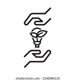 Eco energy in hands. Simple flat design. Isolate on white background.