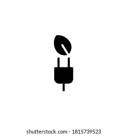 Eco Energy Icon in black flat glyph, filled style isolated on white background