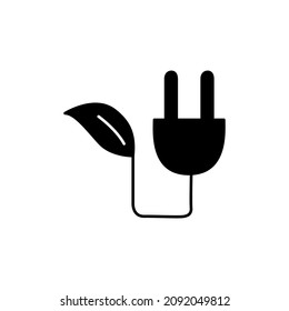 Eco Energy Icon in black flat glyph, filled style isolated on white background