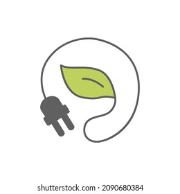 Eco Energy Icon in color icon, isolated on white background 
