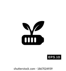 Eco Energy Icon. Green Energy Silhouette Sign Vector 