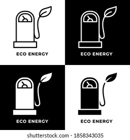 Eco Energy Icon Line and Glyph Style. Electricity Power Vector Illustration. Bio Energy Nature Logo Symbol. Media Icon For Web and Print Template
