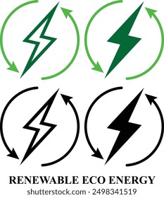 Eco Energy icon set. Environment, Eco friendly set of icon in fill and line style. Editable Colorful Nature icons set isolated on white background.
