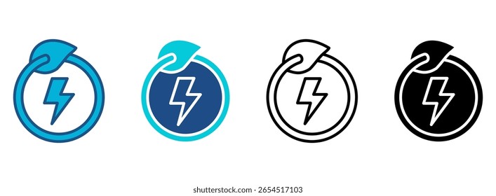 Eco Energy Icon Set With Multiple Styles. Vector Illustration