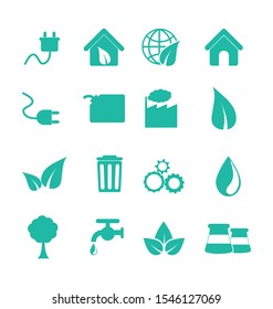 eco and energy icon set pack, High Quality variety symbols Vector illustration