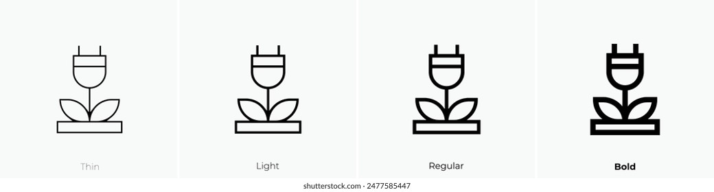 icono de eco energía. Diseño de estilo fino, ligero, regular y audaz aislado sobre fondo blanco