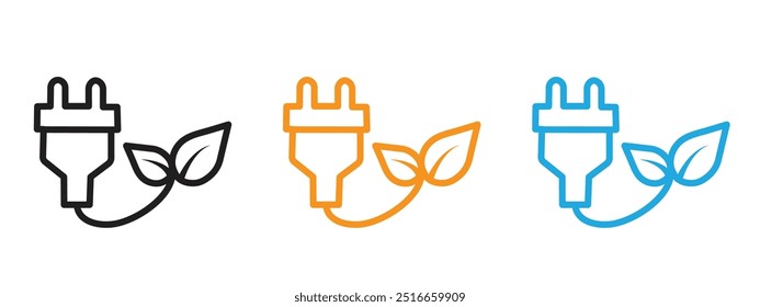 Eco Energy Symbol Dünne Linie Illustrationssatz