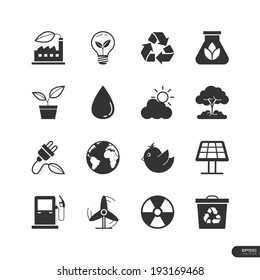 Eco Energy Icons on white background - Vector illustration