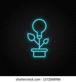 eco energy, lamp, plants neon vector icon. Blue and yellow neon vector icon.
