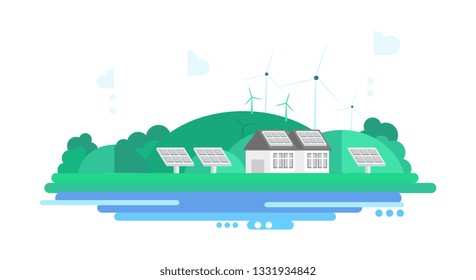 Eco Energy Landscape. Vector Illustration