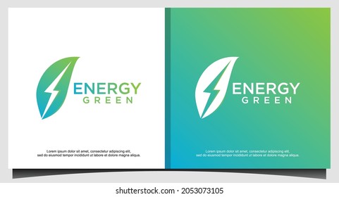 Eco energy with leaf logo design vector