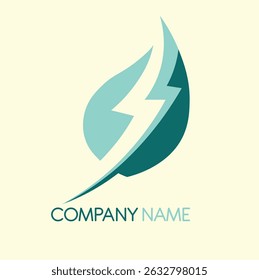 Eco energy with leaf vector logo template. Suitable for business, web, nature, environment, recycle and electric symbol, editable logo .eps