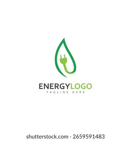 Öko-Energie mit Blatt-Vektor-Logo-Vorlage