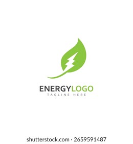 eco energy with leaf vector logo template