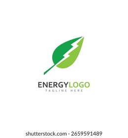 eco energy with leaf vector logo template