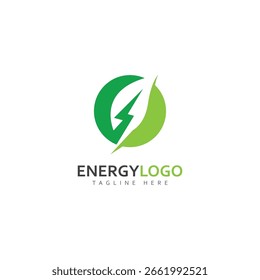 eco energy with leaf vector logo template