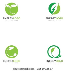 eco energy with leaf vector logo template