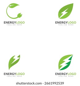 eco energy with leaf vector logo template
