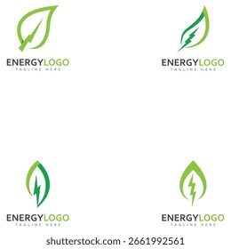 Eco energía con la Plantilla del logotipo del Vector de hoja