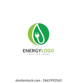 eco energy with leaf vector logo template
