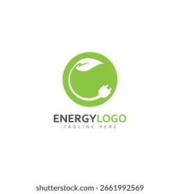 eco energy with leaf vector logo template