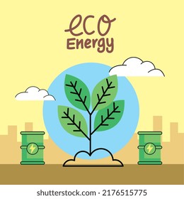 eco energy lettering with plant