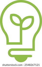 design de ícone de logotipo de luz de energia ecológica com lâmpada e design de folha conceito para energia solar, elemento vetorial sustentável