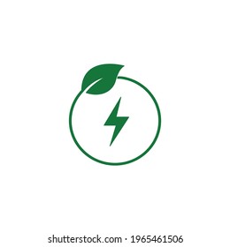 Eco energy, lightning and leaf, alternative energy simple icon vector illustration