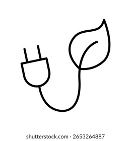 Eco Energy Line Art Icon isolated on white background. Sustainable Electricity Concept, Minimal Energy Symbol.