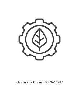 Eco Energy line icon. linear style sign for mobile concept and web design. Gear and leaf outline vector icon. Symbol, logo illustration. Vector graphics