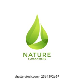 Eco Energy logo design. Modern Gradient Leaf and Drop Water Shape Logo vector. Natural and sustainable company logo vector template