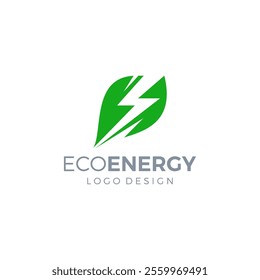 Eco Energy Logo Design. Thunder Leaf Icon