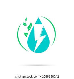 Eco energy logo, flat design template, vector illustration