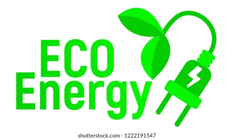 Eco Energy Logo and Icon. Energy label for Web on white background. Flat Vector Illustration.