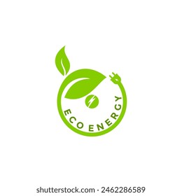 Eco Energy logo with Leaf vector, Nature Electric Logo Vector
