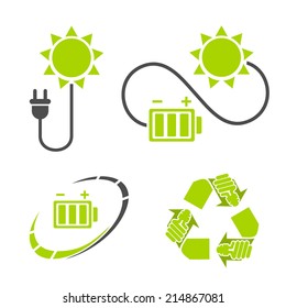 Eco Energy Logo. Recycle, Energy Saving Symbols. Ecology Icons Set 