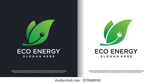 Plantilla de logotipo de energía ecológica con estilo creativo Vector Premium