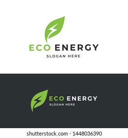 Eco energy logo template design,bolt ,power green natural energy vector