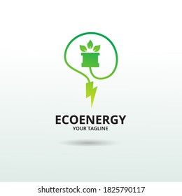 Eco Energy Logo Template. Illustration vector graphic. Design concept Electrical Bolt With leaf symbol. Perfect for corporate, technology, initial , community and more technology brand identity