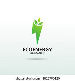 Eco Energy Logo Template. Illustration vector graphic. Design concept Electrical Bolt With leaf symbol. Perfect for corporate, technology, initial , community and more technology brand identity