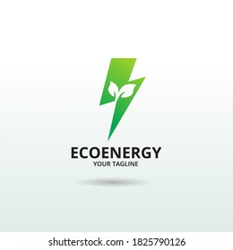 Eco Energy Logo Template. Illustration vector graphic. Design concept Electrical Bolt With leaf symbol. Perfect for corporate, technology, initial , community and more technology brand identity