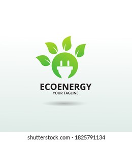 Eco Energy Logo Template. Illustration vector graphic. Design concept plug  With leaf symbol. Perfect for corporate, technology, initial , community and more technology brand identity