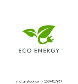 Eco energy logo template vector, electricity icon illustration design